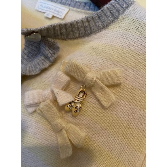 Girls Size 10Y Nicholas & Bears Yellow Stripe 100% Cashmere Cardigan Sweater - Picture 5 of 5